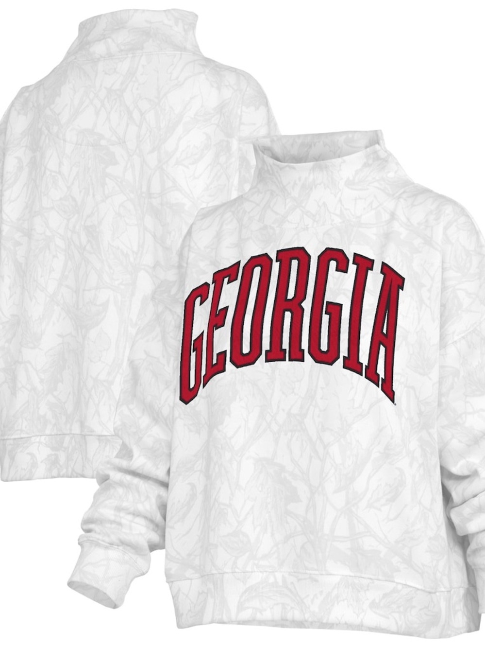 White Georgia Bulldogs Camo Mock Neck Sweatshirt
